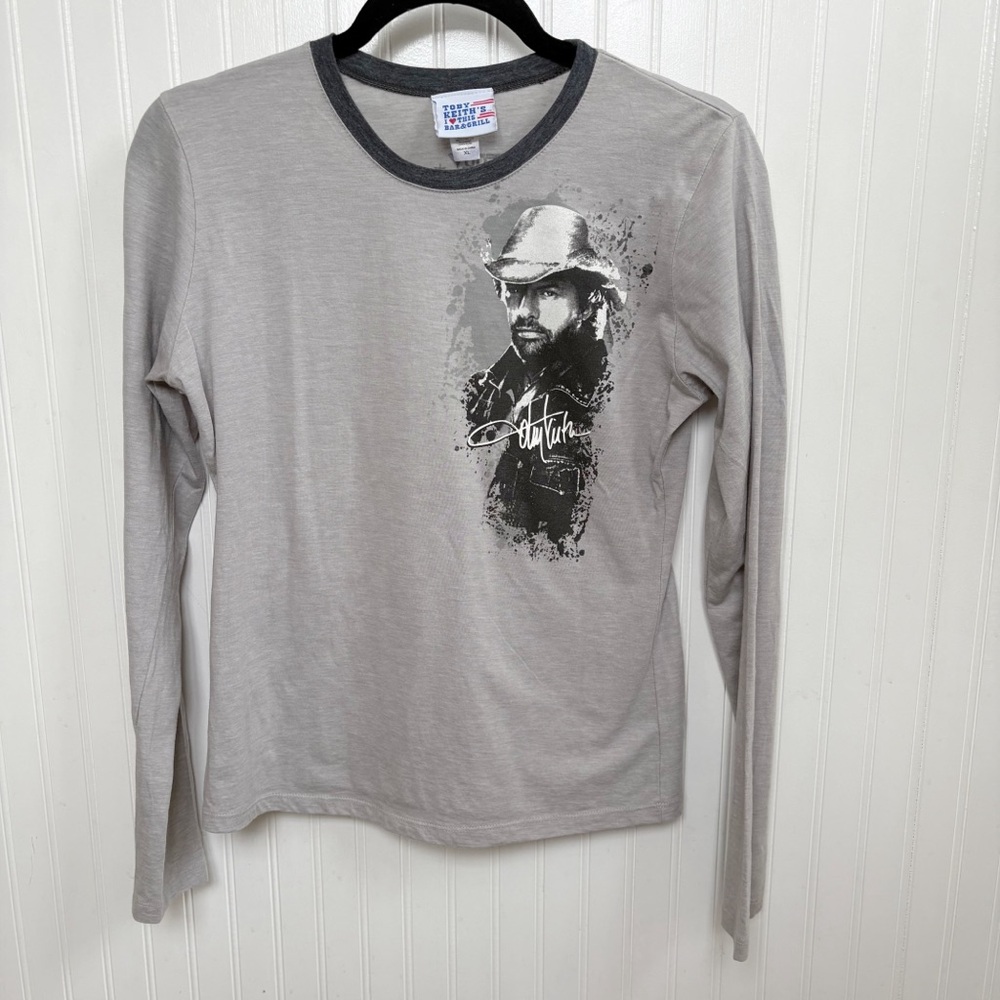 Toby Keith I Love This Bar & Grill Long Sleeve Gray T-Shirt Women’s Size XL